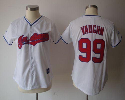 Indians #99 Ricky Vaughn White Women's Fashion Stitched MLB Jersey - Click Image to Close